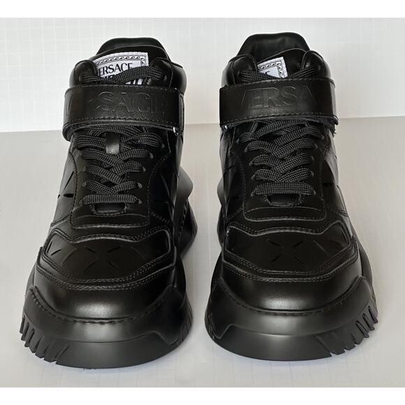 Versace Men\'s Laserata Leather Sneakers Black 11.5 US (44.5) 1008964 NWT $1175 main image 6